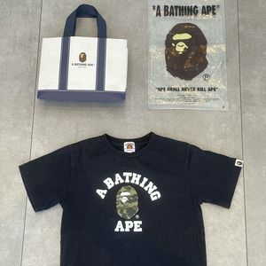 Kids BAPE 1st Camo College tshirt(SS20)Black/Green